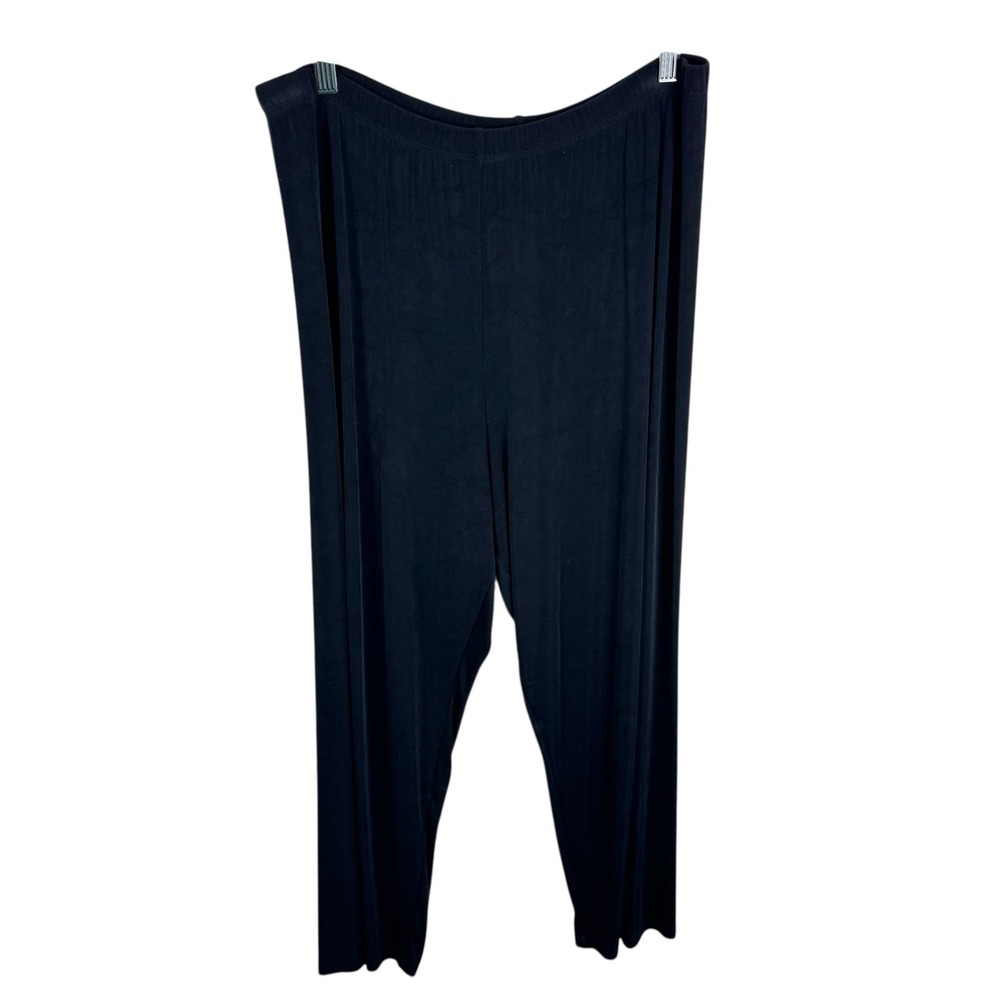 Chico's Private Edition Vintage Black Liquid Knit Elastic Waist Cropped Pants XL